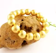 22k gold plated metal ball bracelet, Stretchable bracelet, For women, Handmade jewelry